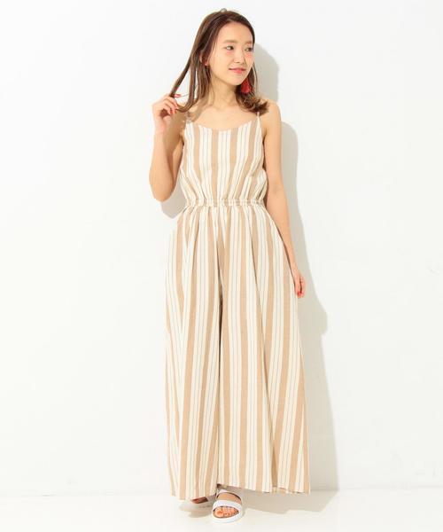 Another Edition(アナザーエディション)の「ストライプオールインワン/AEBC KHADHI STRP AIO◆(つなぎ/オールインワン・レディース・ブラック/ベージュ・フリー)」の1枚目の写真