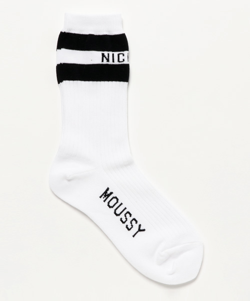 MOUSSY（マウジー）の「MESSAGE LINE SOCKS（ソックス/靴下・レディース・レッド系その他/ホワイト系その他/ブラック系その他・FREE）」の3枚目の写真