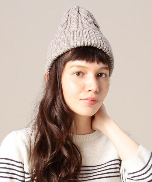BEAUTY&YOUTH UNITED ARROWS（ビューティーアンドユースユナイテッドアローズ）の「＜HIGHLAND 2000＞ケーブル＆リブ ニットキャップ ◆（ニットキャップ/ビーニー・レディース・ワインレッド/ホワイト/ダークグレー/ナチュラル・FREE）」の7枚目の写真