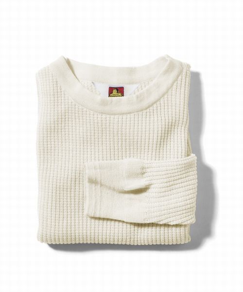BEN DAVIS(ベンデイビス)の「BEN DAVIS MARKET STREET THERMAL CREW SWEATER -made in japan-(Tシャツ/カットソー・レディース・ヘザーグレー/ナチュラル/オレンジ/ネイビー/ブラック/オリーブ・1/2)」の4枚目の写真