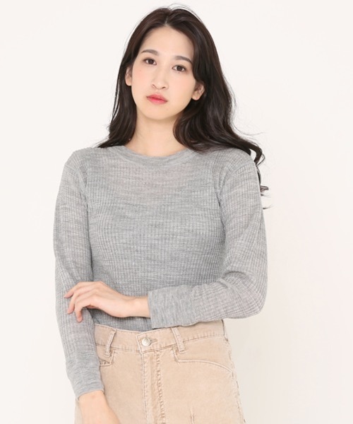 BEN DAVIS(ベンデイビス)の「BEN DAVIS MARKET STREET THERMAL CREW SWEATER -made in japan-(Tシャツ/カットソー・レディース・ヘザーグレー/ナチュラル/オレンジ/ネイビー/ブラック/オリーブ・1/2)」の3枚目の写真