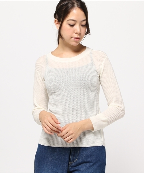 BEN DAVIS(ベンデイビス)の「BEN DAVIS MARKET STREET THERMAL CREW SWEATER -made in japan-(Tシャツ/カットソー・レディース・ヘザーグレー/ナチュラル/オレンジ/ネイビー/ブラック/オリーブ・1/2)」の13枚目の写真