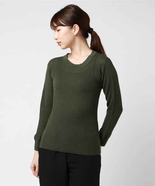 BEN DAVIS(ベンデイビス)の「BEN DAVIS MARKET STREET THERMAL CREW SWEATER -made in japan-(Tシャツ/カットソー・レディース・ヘザーグレー/ナチュラル/オレンジ/ネイビー/ブラック/オリーブ・1/2)」の5枚目の写真