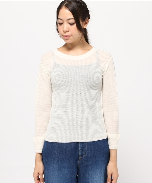 BEN DAVIS(ベンデイビス)の「BEN DAVIS MARKET STREET THERMAL CREW SWEATER -made in japan-(Tシャツ/カットソー・レディース・ヘザーグレー/ナチュラル/オレンジ/ネイビー/ブラック/オリーブ・1/2)」の14枚目の写真