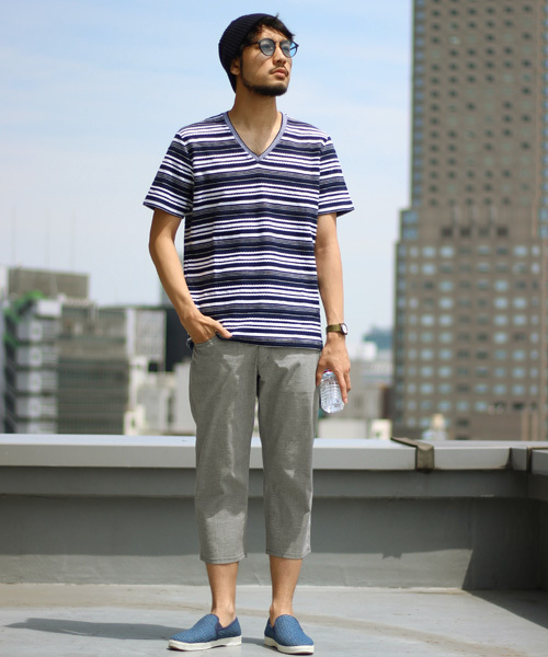 MEN'S BIGI(メンズビギ)の「VネックボーダーTシャツ/ロープボーダー(Tシャツ/カットソー・メンズ・ホワイト/ホワイト系その他/ネイビー・M/L/S)」の10枚目の写真