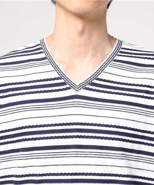 MEN'S BIGI(メンズビギ)の「VネックボーダーTシャツ/ロープボーダー(Tシャツ/カットソー・メンズ・ホワイト/ホワイト系その他/ネイビー・M/L/S)」の13枚目の写真