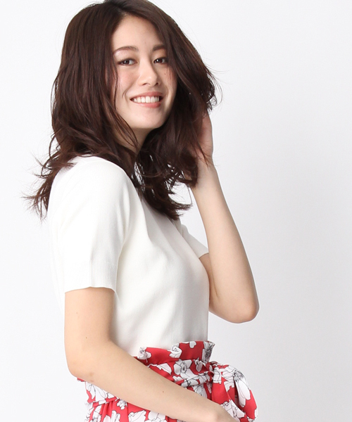 Andemiu（アンデミュウ）の「ギザコットンＴニット749042（ニット/セーター・レディース・ピンク/ホワイト/ネイビー/ブルー・FREE）」の2枚目の写真