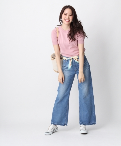 Andemiu（アンデミュウ）の「ギザコットンＴニット749042（ニット/セーター・レディース・ピンク/ホワイト/ネイビー/ブルー・FREE）」の17枚目の写真