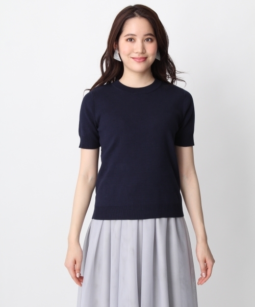 Andemiu（アンデミュウ）の「ギザコットンＴニット749042（ニット/セーター・レディース・ピンク/ホワイト/ネイビー/ブルー・FREE）」の6枚目の写真