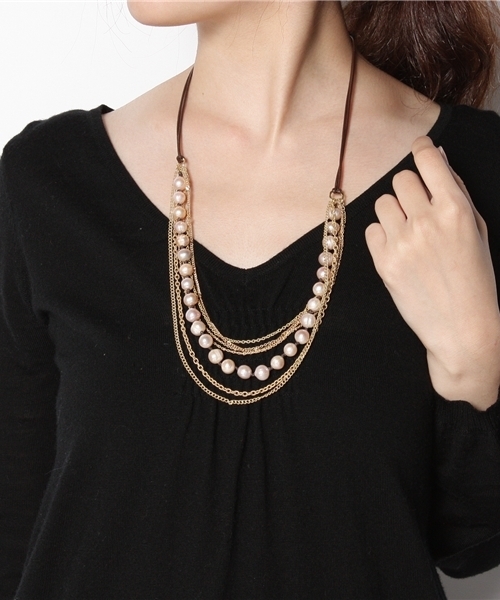 ROSE BUD(ローズバッド)の「(NAKAMOL)CNX762 NECKLACE(ネックレス・レディース・ゴールド×ブラウン・ONESIZE)」の2枚目の写真