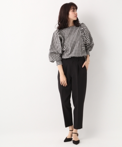 A part by（アパートバイ）の「P/PUソフトテーパードパンツ　782082（その他パンツ・レディース・ブラック/オフホワイト/ブラック系その他/ブラック系その他2・SMALL/MEDIUM/LARGE）」の8枚目の写真