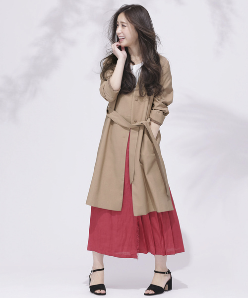 NANO universe（ナノユニバース）の「【WEB限定】 ウエストリボンノーカラーコート（その他アウター・レディース・ライトグレー/ベージュ/その他1/その他2・36/38）」の7枚目の写真