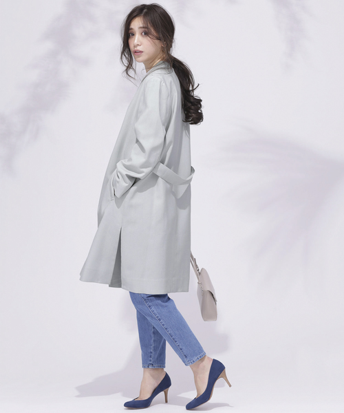 NANO universe（ナノユニバース）の「【WEB限定】 ウエストリボンノーカラーコート（その他アウター・レディース・ライトグレー/ベージュ/その他1/その他2・36/38）」の8枚目の写真