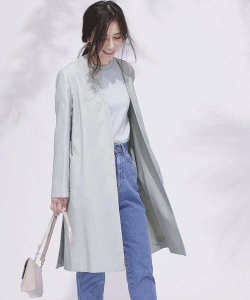 NANO universe（ナノユニバース）の「【WEB限定】 ウエストリボンノーカラーコート（その他アウター・レディース・ライトグレー/ベージュ/その他1/その他2・36/38）」の9枚目の写真