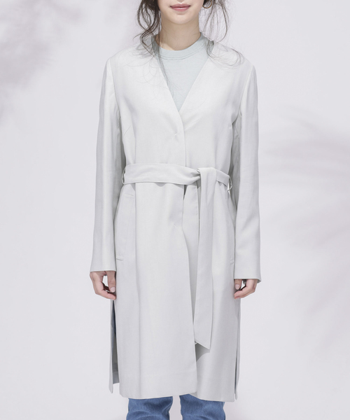 NANO universe（ナノユニバース）の「【WEB限定】 ウエストリボンノーカラーコート（その他アウター・レディース・ライトグレー/ベージュ/その他1/その他2・36/38）」の12枚目の写真