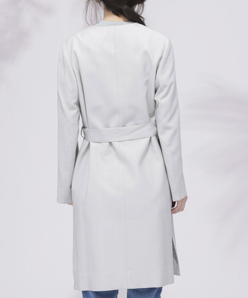NANO universe（ナノユニバース）の「【WEB限定】 ウエストリボンノーカラーコート（その他アウター・レディース・ライトグレー/ベージュ/その他1/その他2・36/38）」の14枚目の写真