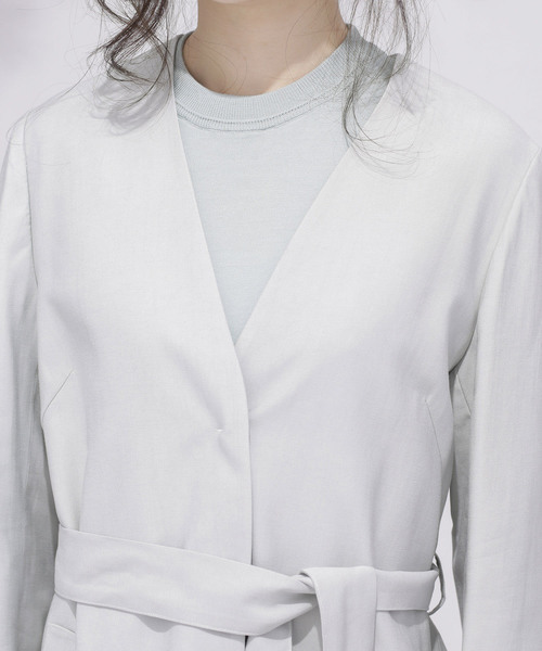 NANO universe（ナノユニバース）の「【WEB限定】 ウエストリボンノーカラーコート（その他アウター・レディース・ライトグレー/ベージュ/その他1/その他2・36/38）」の15枚目の写真