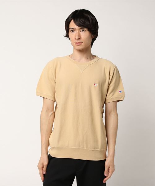 Champion(チャンピオン)の「【Champion/チャンピオン】メンズ リバースウィーブハーフスリーブクルーネックスウェットシャツ(10oz)(スウェット・メンズ・グレー×サックスブルー/ラベンダー/モカ/ミント・X-LARGE/LARGE/MEDIUM)」の2枚目の写真