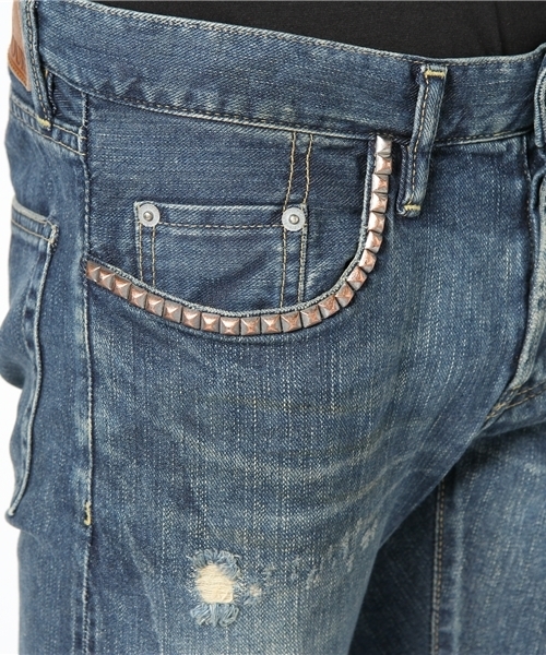 HYSTERIC GLAMOUR（ヒステリックグラマー）の「VCR加工デニム スリムストレートPT（デニムパンツ・メンズ・インディゴブルー・28inch/30inch/32inch/34inch）」の6枚目の写真