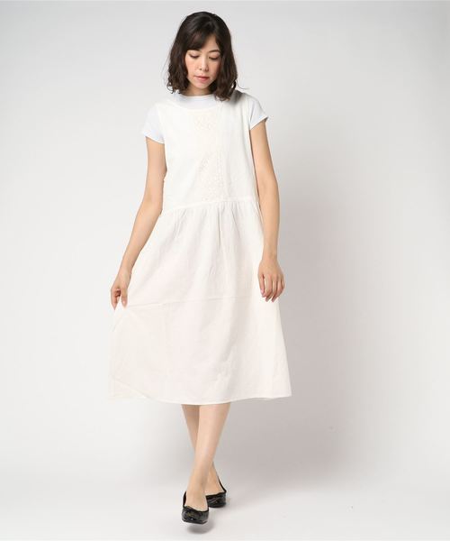 Samansa Mos2 サマンサ モスモス の 綿麻前後着ノースリワンピース ワンピース Wear