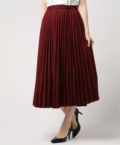 AMERICAN HOLIC（アメリカンホリック）の「無地プリーツロングスカート（スカート・レディース・杢グレー/マスタード/ブラウン/ボルドー/グリーン/ブラック・FREE）」の6枚目の写真