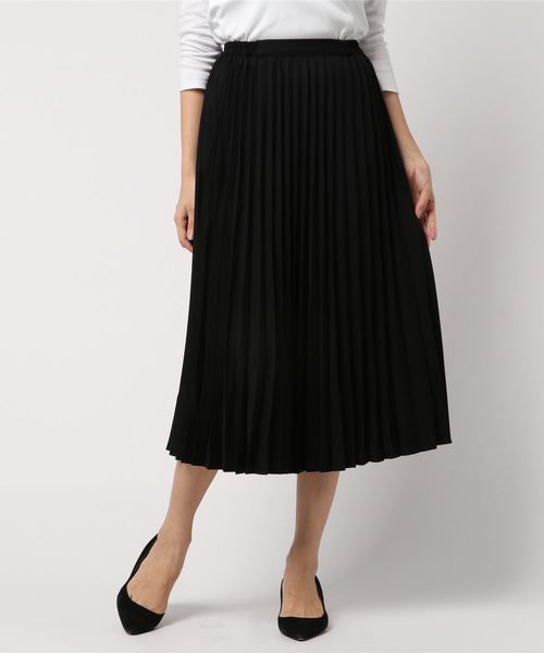 AMERICAN HOLIC（アメリカンホリック）の「無地プリーツロングスカート（スカート・レディース・杢グレー/マスタード/ブラウン/ボルドー/グリーン/ブラック・FREE）」の2枚目の写真