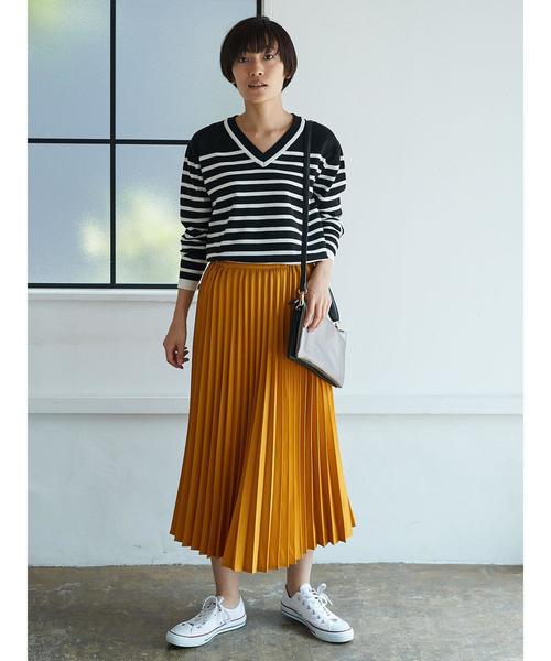 AMERICAN HOLIC（アメリカンホリック）の「無地プリーツロングスカート（スカート・レディース・杢グレー/マスタード/ブラウン/ボルドー/グリーン/ブラック・FREE）」の15枚目の写真