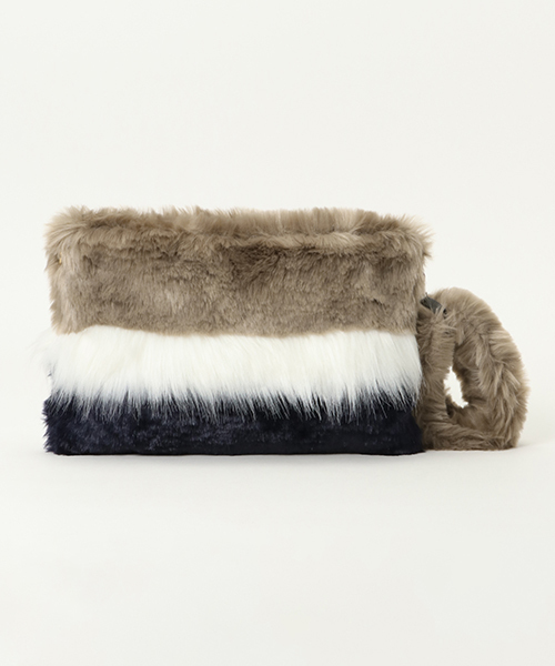 VENCEEXCHANGE（ヴァンスエクスチェンジ）の「バイカラーエコファークラッチバッグ（クラッチバッグ・レディース・ベージュ/グレー/ライトグレー・FREE）」の5枚目の写真