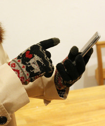 GLOBAL FORME CONCRETE（グローバルフォルムコンクリート）の「【GlovesDEPO】レディースふわもこ　タッチパネル対応　日本製　トナカイ柄　手袋（手袋）」