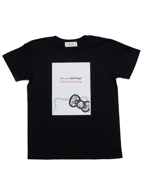 ハローキティコラボ(ハローキティコラボ)の「ハローキティプリントTシャツ(Tシャツ/カットソー)」|ブラック