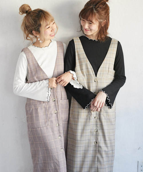 PairPair（ペアペア）の「リブメロー袖フレアトップス(長袖)（Tシャツ/カットソー・レディース・ブラック/オフホワイト/ライトグリーン/ラベンダー・FREE）」の2枚目の写真