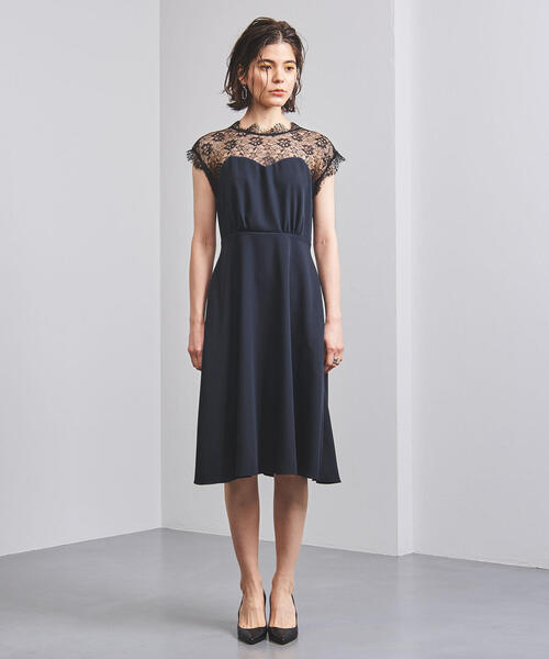 UNITED ARROWS（ユナイテッドアローズ）の「＜FLICKA（フリッカ）＞レースコンビ フレアワンピース◆（ドレス・レディース・ネイビー・0/1）」の3枚目の写真