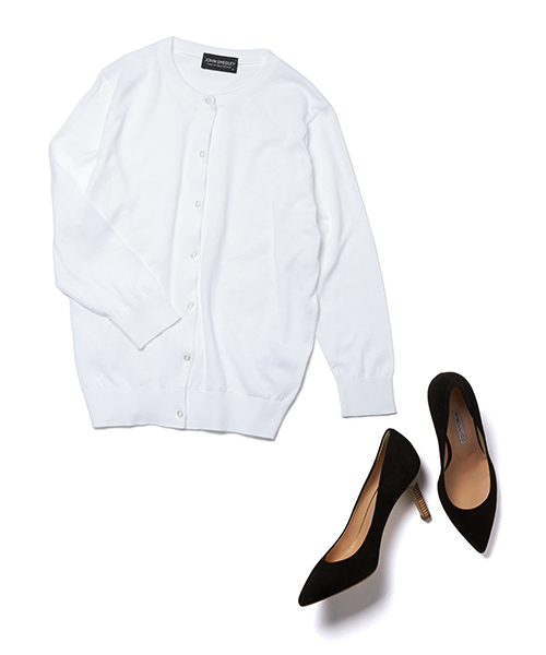 Demi-Luxe BEAMS（デミルクス ビームス）の「○JOHN SMEDLEY / 7分袖 クルーカーディガン（カーディガン/ボレロ・レディース・ホワイト/シルバー/ブラック/イエロー系その他/ケリー/ネイビー・X-SMALL/SMALL）」の2枚目の写真