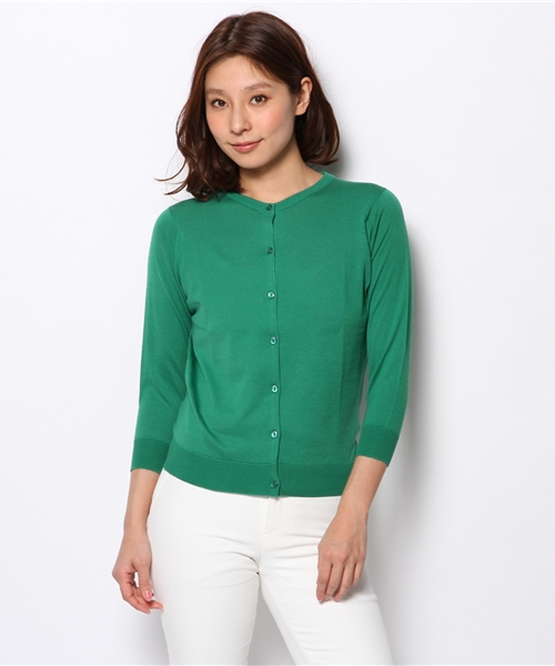 Demi-Luxe BEAMS（デミルクス ビームス）の「○JOHN SMEDLEY / 7分袖 クルーカーディガン（カーディガン/ボレロ・レディース・ホワイト/シルバー/ブラック/イエロー系その他/ケリー/ネイビー・X-SMALL/SMALL）」の4枚目の写真