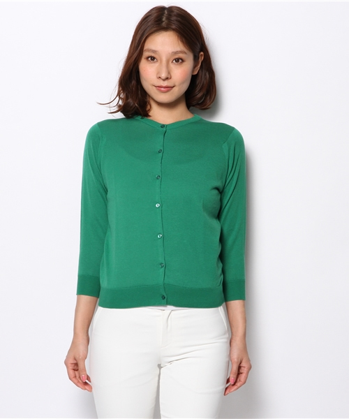 Demi-Luxe BEAMS（デミルクス ビームス）の「○JOHN SMEDLEY / 7分袖 クルーカーディガン（カーディガン/ボレロ・レディース・ホワイト/シルバー/ブラック/イエロー系その他/ケリー/ネイビー・X-SMALL/SMALL）」の7枚目の写真