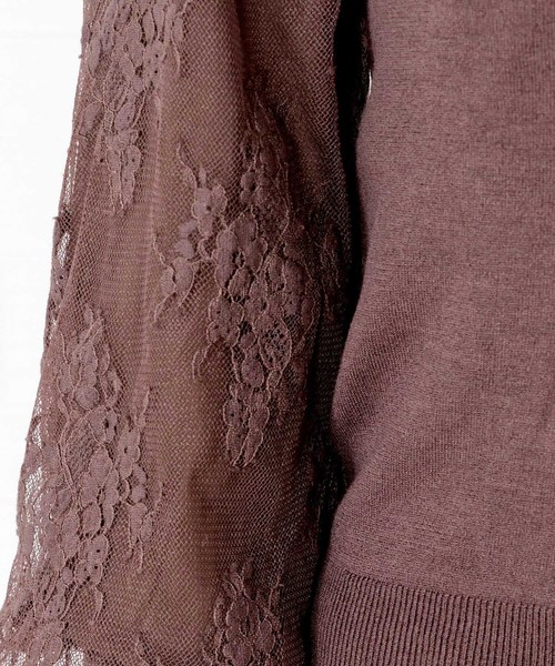 Masch ミッシュマッシュ のファッション Misch セール トップス ハイネックチュールレース7分袖ニット ニット セーター Misch