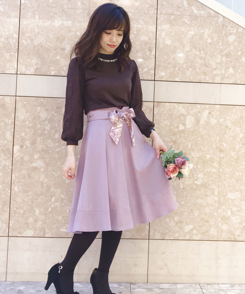 Masch ミッシュマッシュ のファッション Misch セール トップス ハイネックチュールレース7分袖ニット ニット セーター Misch