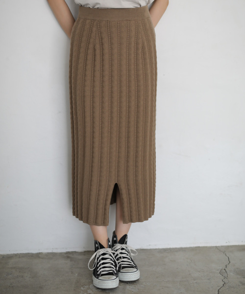 AMERICAN HOLIC(アメリカンホリック)の「ケーブルニットタイトスカート *(スカート・レディース・ベージュ/ネイビー・M/L)」の1枚目の写真