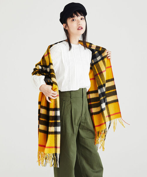 TWEED MILL(ツイードミル)の「【TWEED MILL/ツイードミル】チェック大判ストール(ストール/ショール・レディース・ホワイト系その他2/グレー系その他/ブラウン系その他/ブルー系その他/イエロー系その他/レッド系その他・FREE)」の14枚目の写真