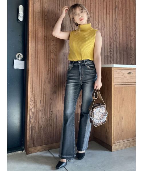 EVRIS（エヴリス）の「リメイクデニムフレアーパンツ（デニムパンツ・レディース・ブラック/ホワイト/ライトブルー・SMALL/MEDIUM）」の19枚目の写真