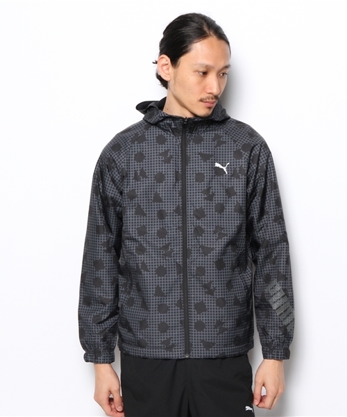 PUMA（プーマ）の「裏トリコット ウーブンジャケット - puma play time（ナイロンジャケット・メンズ・ブラック/グリーン/ブルー/ネイビー/グレー・MEDIUM/LARGE/XO/SMALL/O）」の6枚目の写真