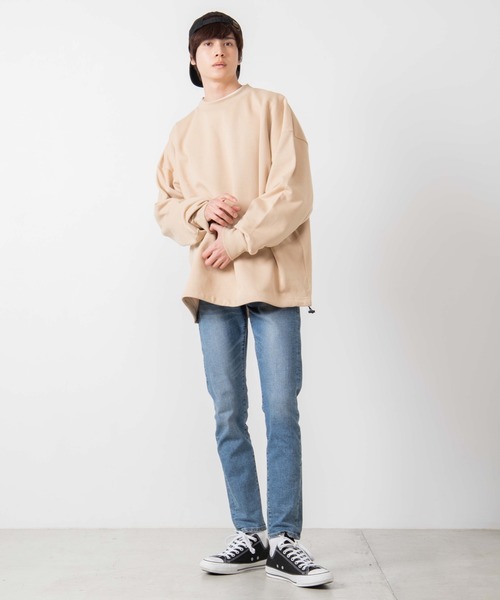 WEGO（ウィゴー）の「WEGO/ドローストリングルーズビッグシルエットプルオーバー（スウェット・メンズ・ブラック/ホワイト/ライトベージュ/パープル系その他・MEDIUM/LARGE）」の6枚目の写真