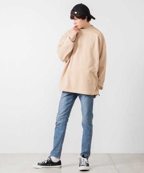 WEGO（ウィゴー）の「WEGO/ドローストリングルーズビッグシルエットプルオーバー（スウェット・メンズ・ブラック/ホワイト/ライトベージュ/パープル系その他・MEDIUM/LARGE）」の9枚目の写真