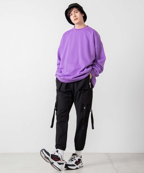 WEGO（ウィゴー）の「WEGO/ドローストリングルーズビッグシルエットプルオーバー（スウェット・メンズ・ブラック/ホワイト/ライトベージュ/パープル系その他・MEDIUM/LARGE）」の10枚目の写真