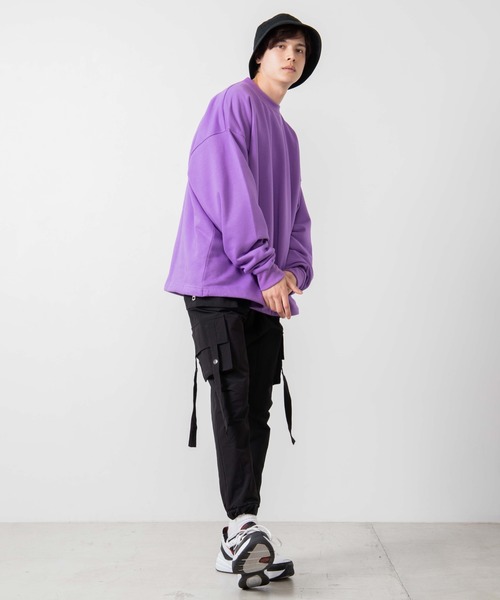 WEGO（ウィゴー）の「WEGO/ドローストリングルーズビッグシルエットプルオーバー（スウェット・メンズ・ブラック/ホワイト/ライトベージュ/パープル系その他・MEDIUM/LARGE）」の11枚目の写真