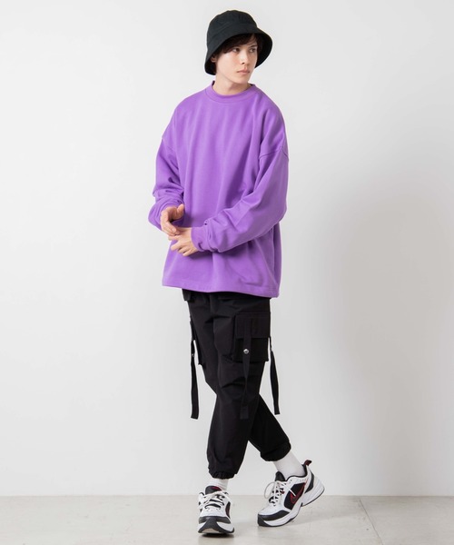 WEGO（ウィゴー）の「WEGO/ドローストリングルーズビッグシルエットプルオーバー（スウェット・メンズ・ブラック/ホワイト/ライトベージュ/パープル系その他・MEDIUM/LARGE）」の12枚目の写真