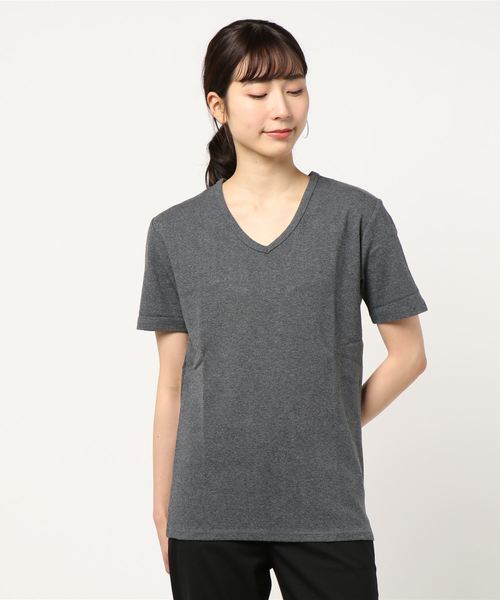 B.I.D.（ビーアイディー）の「《Bling Leads》ＶネックＴシャツ（Tシャツ/カットソー・レディース・チャコールグレー/グレー/ブラック×ホワイト/ネイビー/ブラック/ホワイト/ワインレッド/ブラウン/カーキ・MEDIUM/X-LARGE/LARGE）」の20枚目の写真