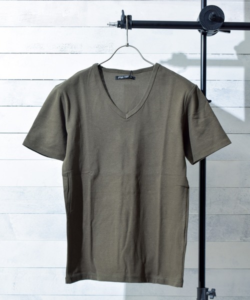 B.I.D.（ビーアイディー）の「《Bling Leads》ＶネックＴシャツ（Tシャツ/カットソー・レディース・チャコールグレー/グレー/ブラック×ホワイト/ネイビー/ブラック/ホワイト/ワインレッド/ブラウン/カーキ・MEDIUM/X-LARGE/LARGE）」の12枚目の写真