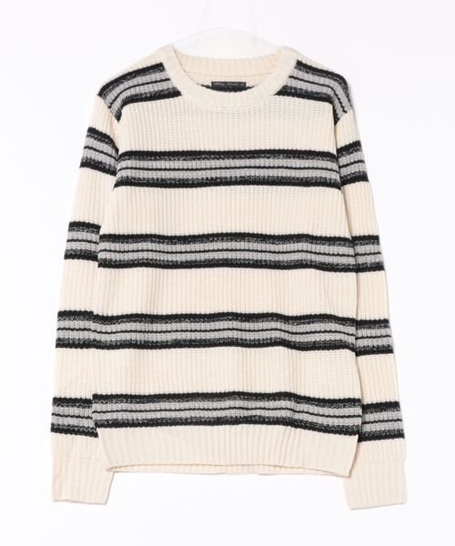 TONE SELECT WEAR(トーンセレクトウェア)の「【TONE SELECT WEAR】畦編みクルーネックニット(BL)(ニット/セーター・メンズ・ネイビー/ブラウン/カーキ/アイボリー/ホワイト系その他/ブラック系その他/グレー系その他/ベージュ系その他/ブルー系その他/杢グレー/ブラック系その他2/ホワイト系その他2/ワイン/ブラック/パープル系その他/ホワイト系その他3・MEDIUM/LARGE/X-LARGE)」の5枚目の写真