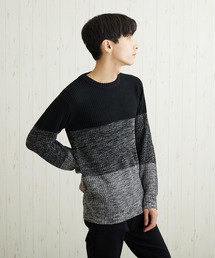 【TONE SELECT WEAR】畦編みクルーネックニット(BL)